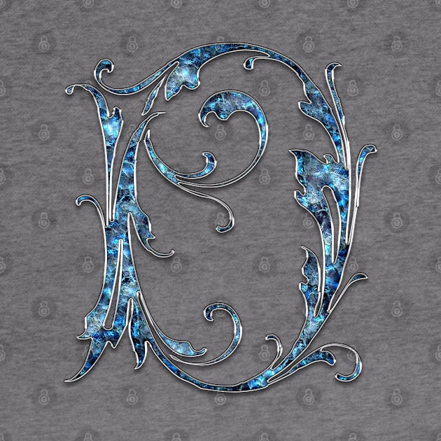 Ornate Blue Silver Letter D by skycloudpics